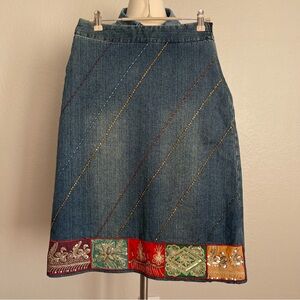 Size XS | Fishing Meticulously Crafted Gold Thread Embroidery With Beading Denim